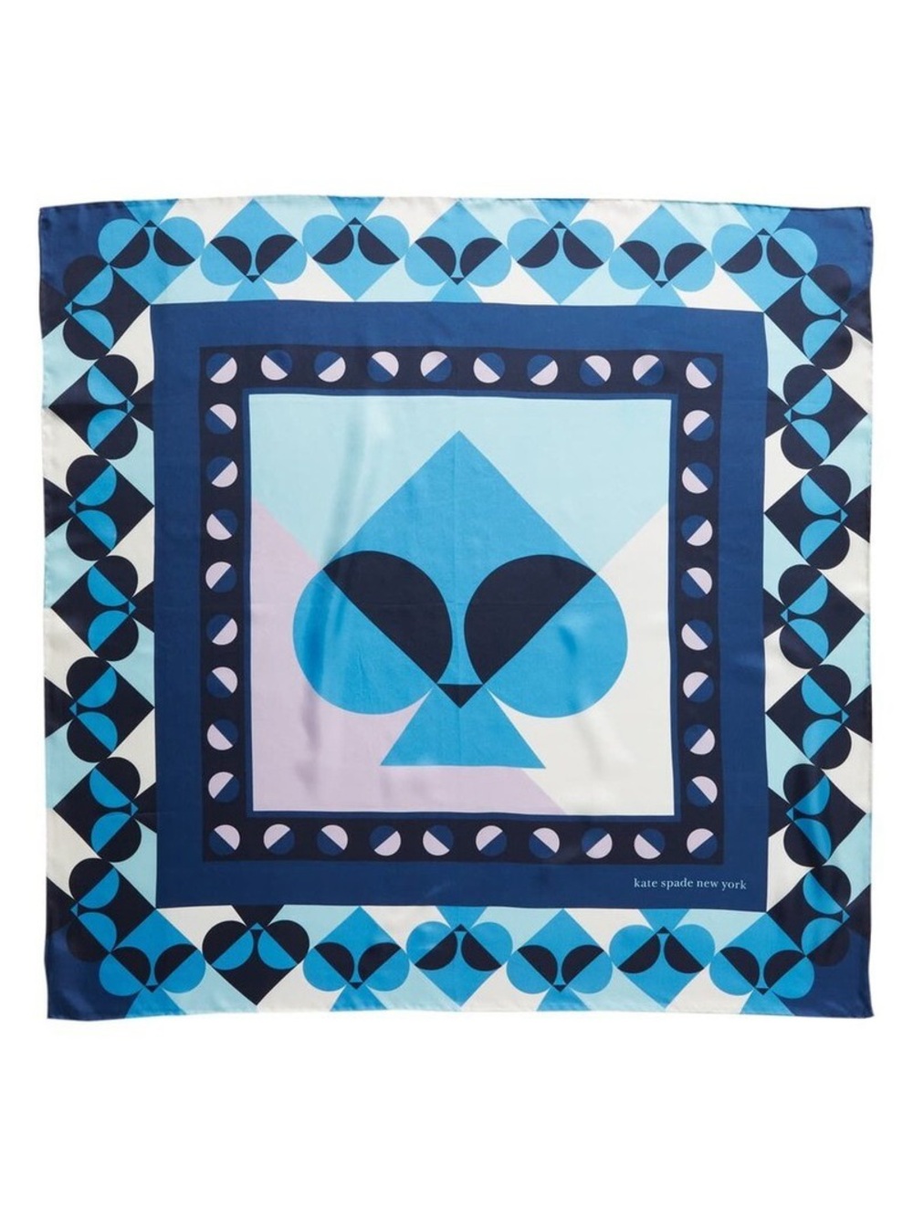 New Kate Spade Geospade Silk Scarf in Amulet Blue